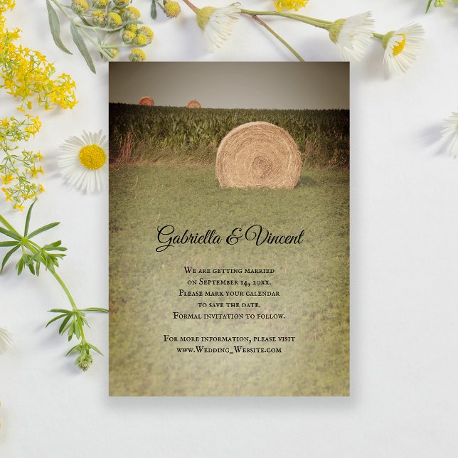 Farm Hay Bales Country Wedding Save the Date (Von Creator hochgeladen)