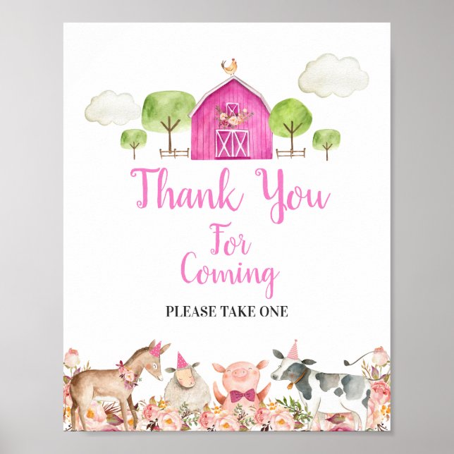 Farm House Animals Barnyard Vielen Dank für Ihren  Poster (Vorne)