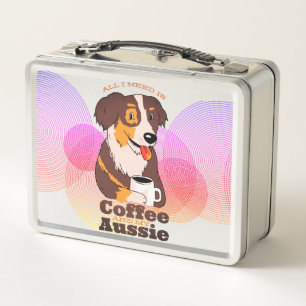 Farm Hund Aussie Shepherd Kaffeeliebhaber Design Metall Brotdose