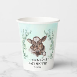 Farm Kuh Calf Baby Dusche Eukalyptus Pappbecher