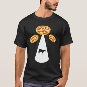 Farm Kuh Entführung Pizza Ufo Raumschiff Pizza T-Shirt
