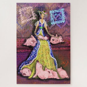 Farm Lady and Fish Puzzle Painting