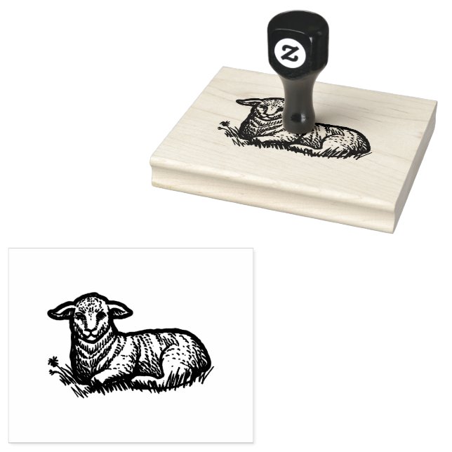 Farm Lamb Holzhandwerk Briefmarke Gummistempel (Stempel)