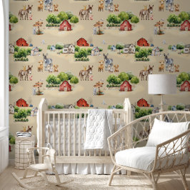 Farm Land Beige Repeating Seamless Country Pattern Tapete