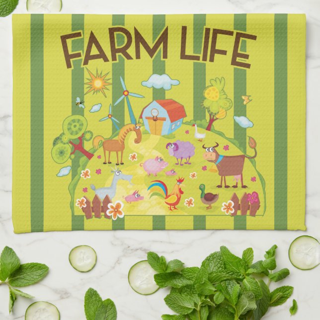 Farm Life Kitchtuch Geschirrtuch (Gefaltet)