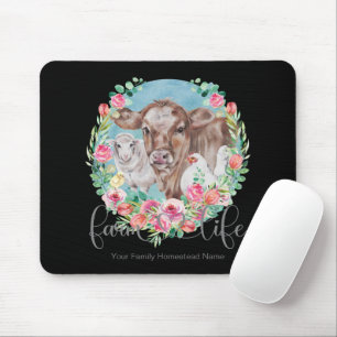 Farm Life Quote Family Homestead Chicken Cow Lamb  Mousepad