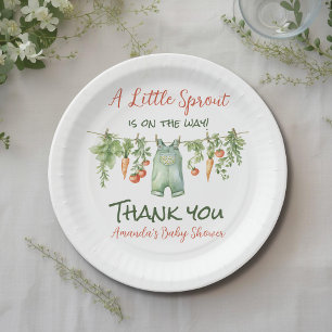Farm Little Sprout Grüne Wäscheleine Baby Shower Pappteller
