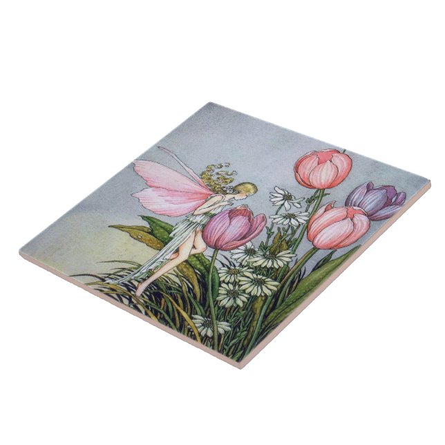 Farm mit Tulips Keramik Tile Fliese (Seite)