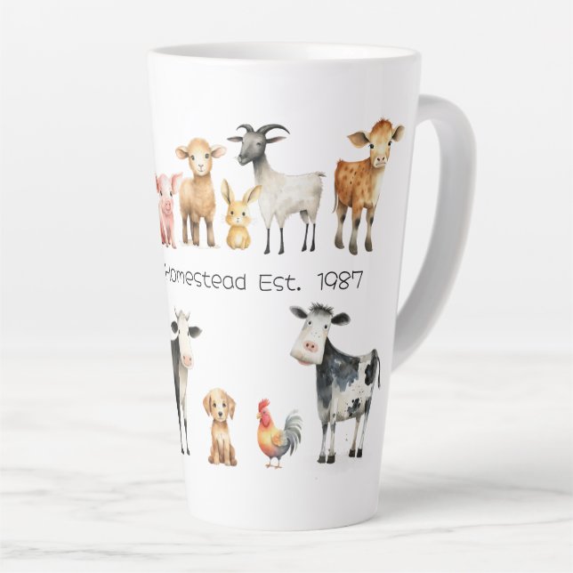 Farm Name Bauernhoftiere Latte Tasse (Rechte Ecke)