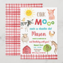 Farm Old MacDonald Barnyard Red Animals Party