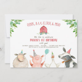Farm Old MacDonald Barnyard Red Boy Animals Party Einladung