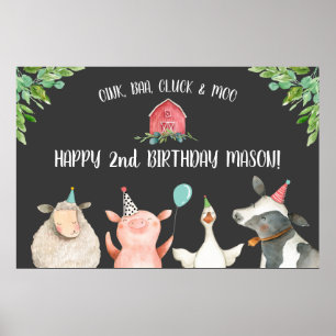 Farm Old MacDonald Barnyard Rote Tiere Willkommen Poster