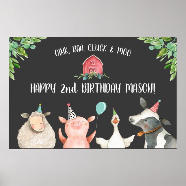 Farm Old MacDonald Barnyard Rote Tiere Willkommen Poster (Vorne)