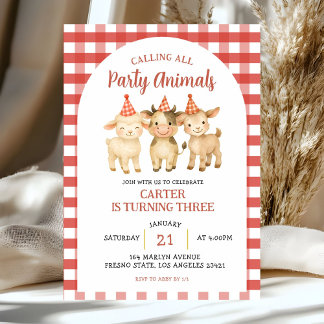 Farm-Party - Alle Party-Tiere Geburtstag Einladung