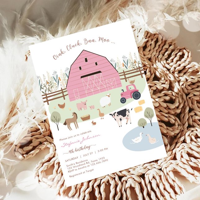 Farm Party Animals Kids Birthday Invitation Einladung (Von Creator hochgeladen)