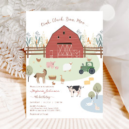 Farm Party Animals Kids Birthday Invitation Einladung
