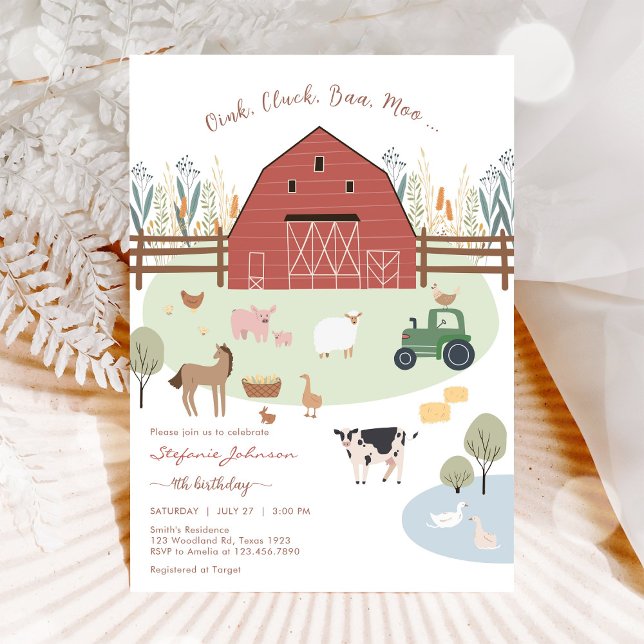 Farm Party Animals Kids Birthday Invitation Einladung (Von Creator hochgeladen)