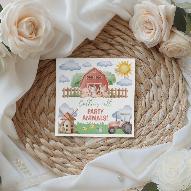 Farm Party Birthday Paper Napkins Serviette (Von Creator hochgeladen)