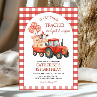 Farm Party First Birthday Invitation Einladung
