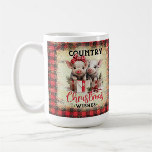 Farm Pig Land Christmas Buffalo Kariert Kaffeetasse