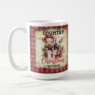 Farm Pig Land Christmas Buffalo Kariert Kaffeetasse