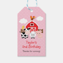 Farm (Pink) Barnyard Geburtstagspartei Danke Geschenkanhänger