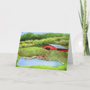 "Farm Pond #1" Grußkarte für Landstraßen Karte