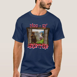 Farm Ranch Kuh am Fenster Moo-ey Weihnachten T-Shirt