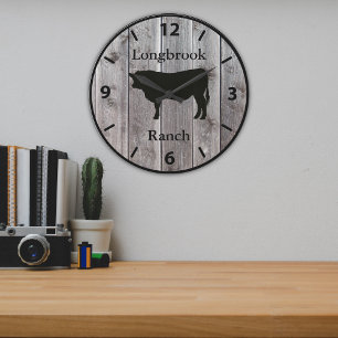 Farm Ranch oder Stable Name 5 Eigener Stangenholz Große Wanduhr