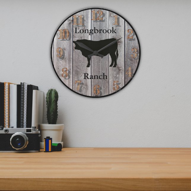 Farm Ranch oder Stable Name 6 Eigener Stangenholz Große Wanduhr (Von Creator hochgeladen)