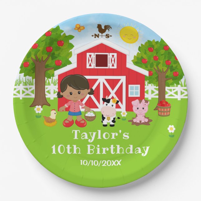 Farm Red Barn American Girl Birthday Party Pappteller (Vorderseite)
