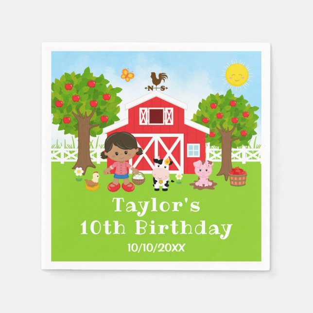 Farm Red Barn American Girl Birthday Party Serviette (Vorderseite)