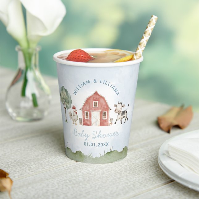Farm Red Barn Animal Baby Shooting Paper Cups Pappbecher (In Situ)