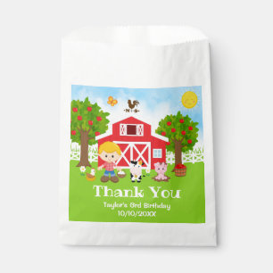 Farm Red Birthday Blonde Hair Boy Vielen Dank Geschenktütchen