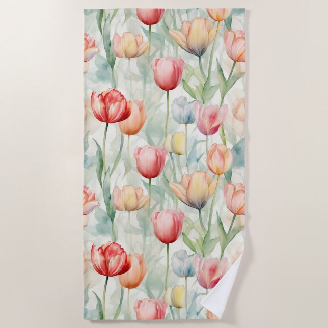 Farm Red Yellow Tulip Blume Brautparty Strandtuch (Vorderseite)