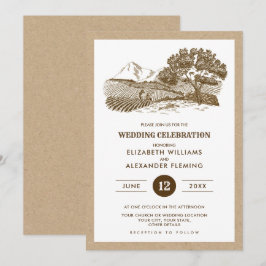 Farm Scetch Kraft Papier Rustikale Hochzeit Einladung