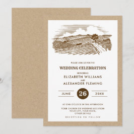 Farm Scetch Kraft Papier Rustikale Hochzeit Einladung