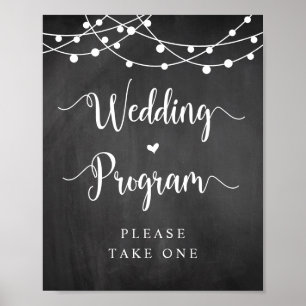 Farm String Lights, Chalkboard, Hochzeitsprogramm Poster