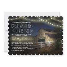 Farm String Lights Rustic Barn Wedding Einladungen
