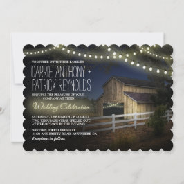 Farm String Lights Rustic Barn Wedding Einladungen