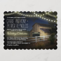 Farm String Lights Rustic Barn Wedding Einladungen