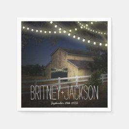 Farm String Lights Rustic Barn Wedding Napkins Serviette