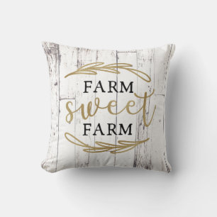 Farm Sweet Farm Weiß Holz Landhausstil Farmhouse Kissen
