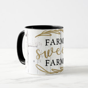 Farm Sweet Farm White Wood Country Bauernhof Tasse