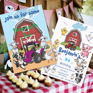 Farm-tastic Fun Barnyard Tiere Geburtstagsparty Einladung