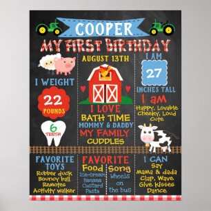 Farm Thema 1. Geburtstag Meilenstein Poster