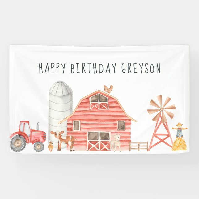 Farm Thema Geburtstagsparty Willkommensbanner Banner (Horizontal)