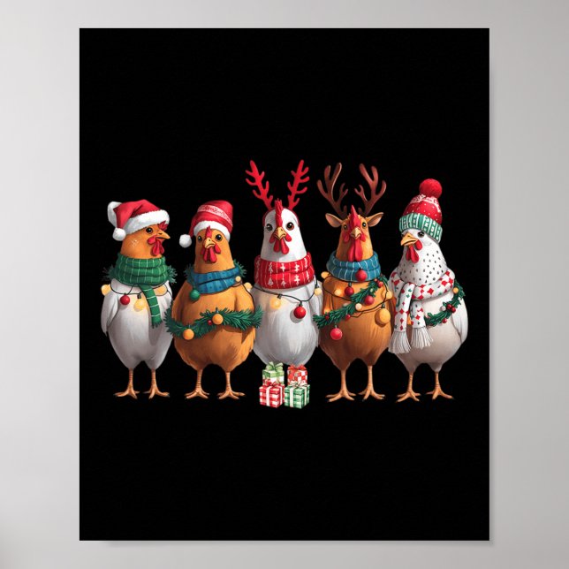 Farm Tier Niedlichen Weihnachten Urlaub Funny Hühn Poster (Vorne)