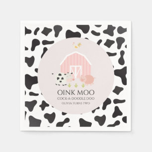 Farm Tier rosa Stachelkühe Print Birthday Serviette