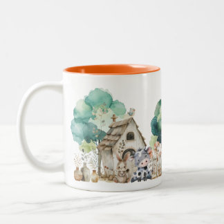 Farm-Tier-Wasserfarben-Tasse – Süße Kinderzimmer-T Zweifarbige Tasse